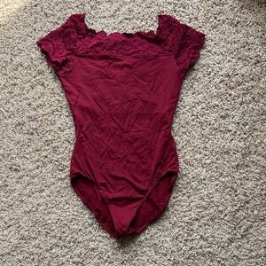 Elegant Burgundy Lace leotard